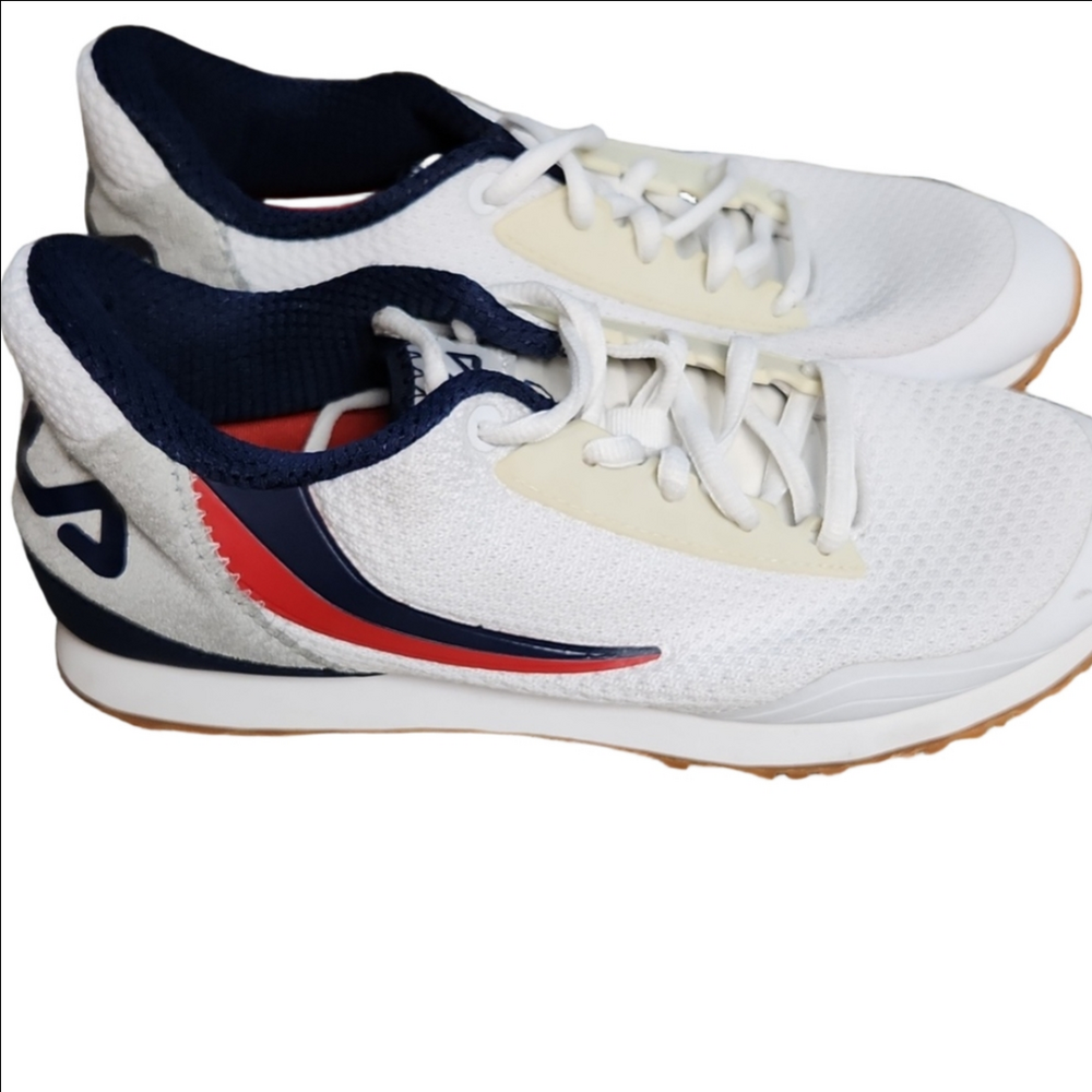 Fila White and Navy Athletic Sneakers. - Picture 2 of 3